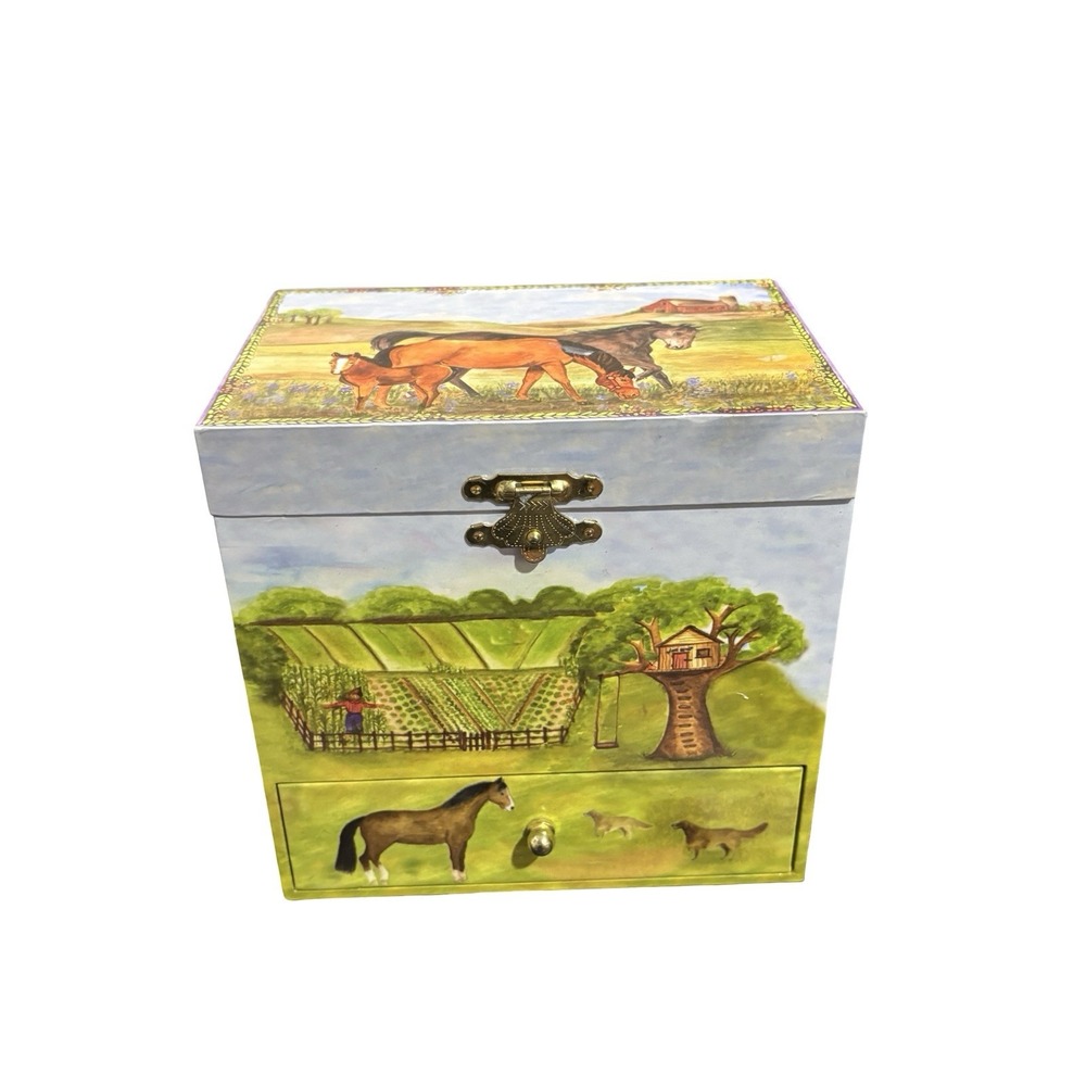 Enchantmints Horse Ranch Music Jewelry Box w/Twirling Horse, Old Kentucky Home